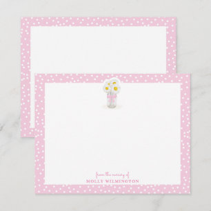 Floral Mason Jar Pink Bow Girl Baby Stationery Thank You Card