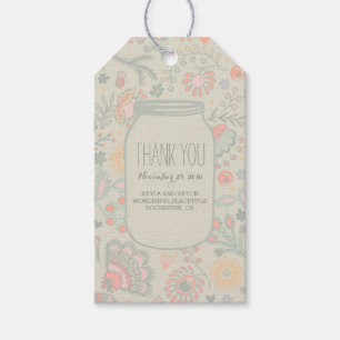 Floral Mason Jar Rustic Wedding Gift Tags