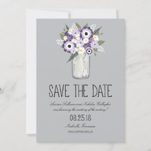 Floral Mason Jar Save the Date