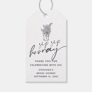 Floral Mason Jar Sip Sip Hooray Bridal Shower Gift Tags