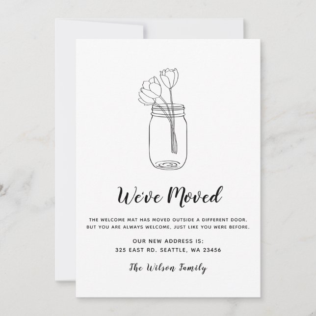 Floral Mason Jar We Have Moved New Address Moving (Front)