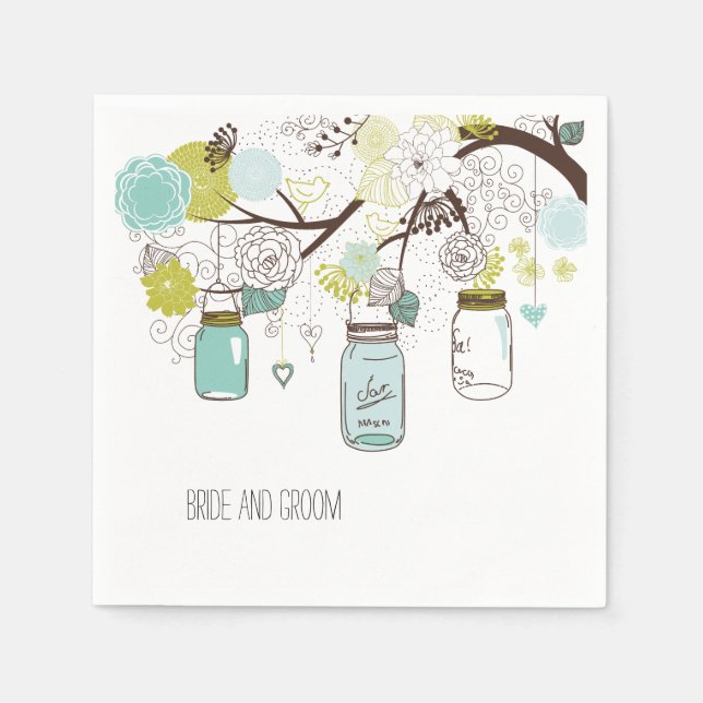 Floral Mason Jars Napkin (Front)