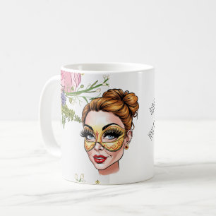 Floral Masquerade Beauty Illustration Coffee Mug