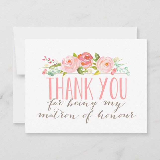 Floral Matron Of Honour Thank You (Front)