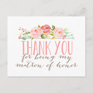Floral Matron Of Honour Thank You Card