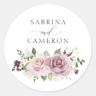 Floral Mauve Blush Elegant Wedding Envelope Seal