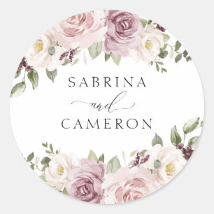 Floral Mauve Blush Elegant Wedding Envelope Seal
