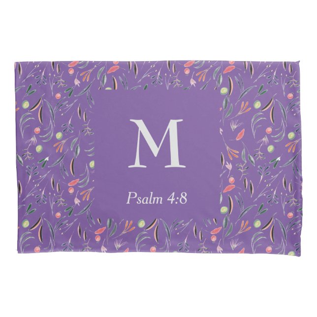 FLORAL Mauve Lilac | MONOGRAM | Christian Pillowcase (Front)