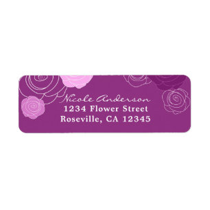Floral Mauve Purple Bridal Shower Address Labels