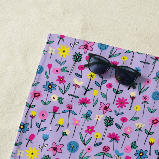 Floral Meadow Beach Towel (In Situ)