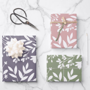 Floral Meadow Dreams Botanical Silhouettes Wrapping Paper Sheet