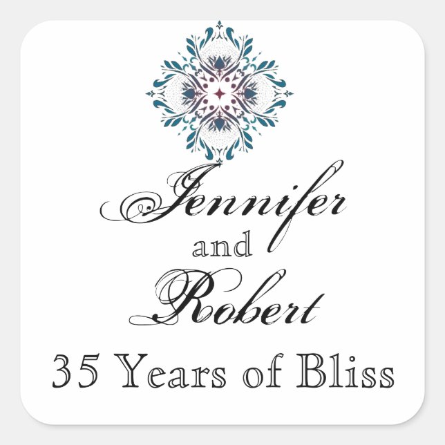Floral Medallion in Teal Rose Envelope Seal (Front)