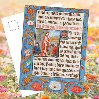 Floral Mediaeval Christian Resurrection Easter Holiday Postcard