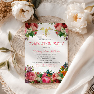 Floral Medical Nursing School Graduation Invitation