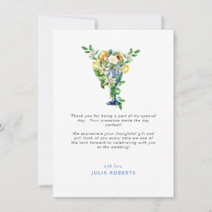 Floral Mediterranean Bridal Shower Thank You Invitation