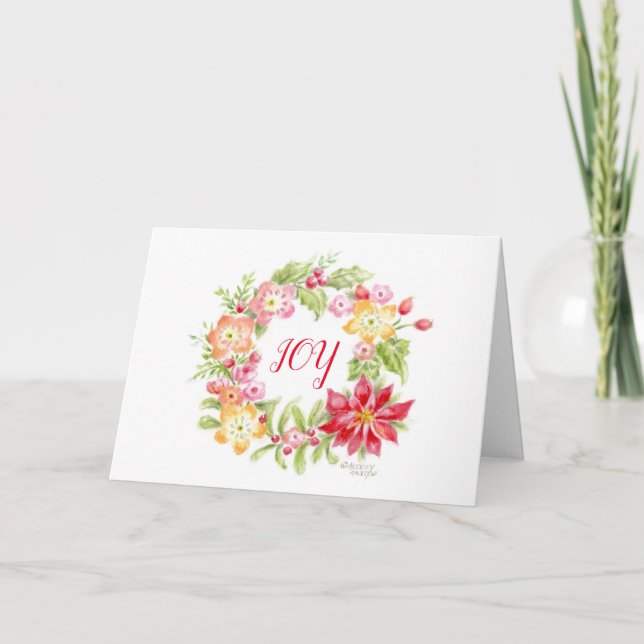 Floral Medley Holiday Wreath Christmas Card (Front)