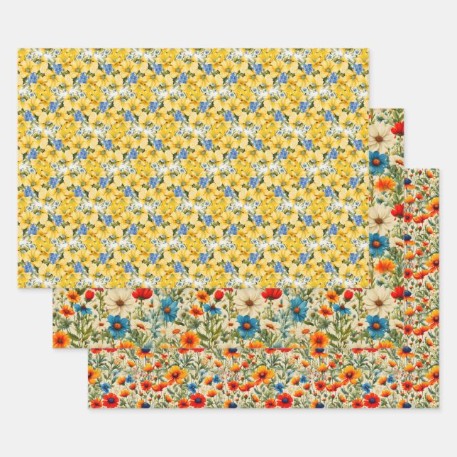 Floral Medley Wrapping Paper Sheet (Set)