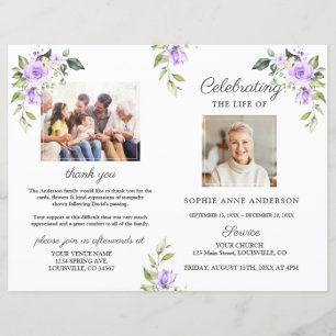 Floral Memorial Funeral Service Photo Program