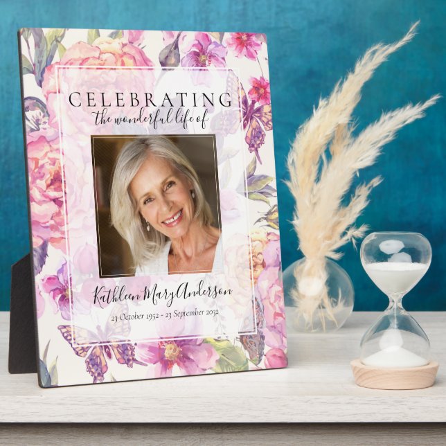 Floral Memorial Photo Tribute Plaque (Side)