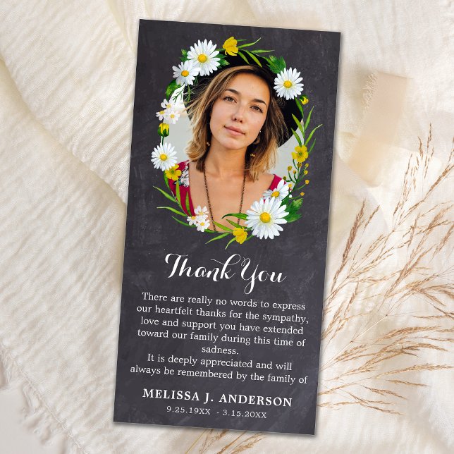 Floral Memorial Sympathy Custom Picture Funeral Thank You Card (Creator Uploaded)