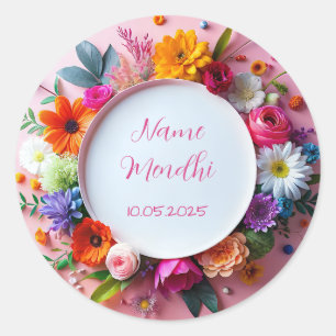 Floral mendhi favour stickers