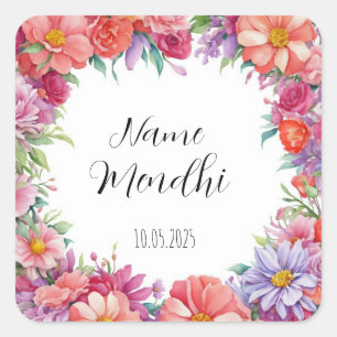 Floral Mendhi favour stickers 