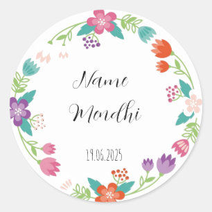 Floral Mendhi favour stickers 