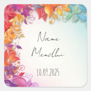 Floral Mendhi favour stickers 