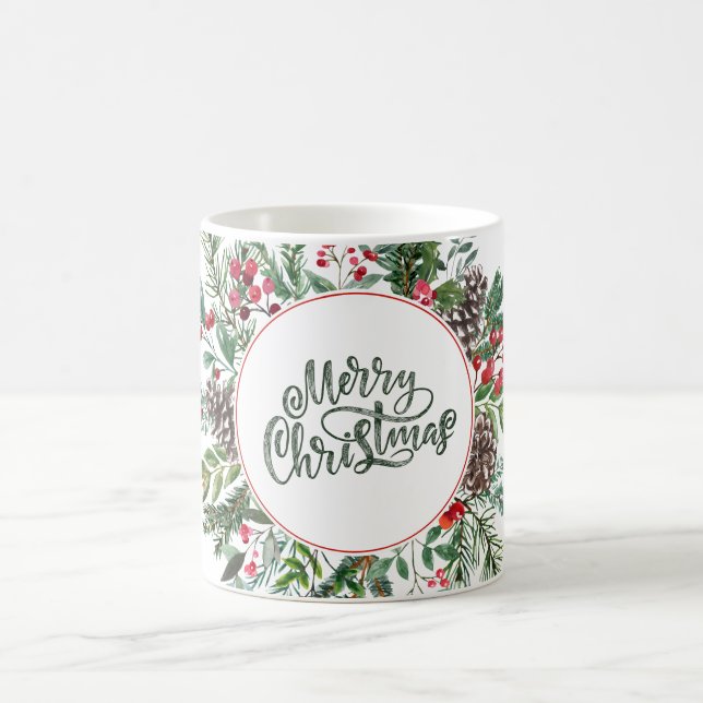 Floral Merry Christmas Coffee Mug (Center)