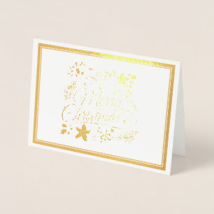 Floral Merry Christmas foil Card