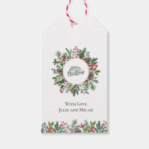Floral Merry Christmas Gift Tags