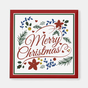 Floral Merry Christmas   Magnet