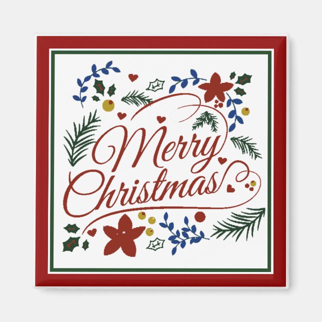 Floral Merry Christmas   Magnet (Front)