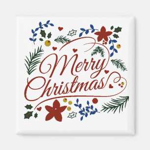 Floral Merry Christmas   Magnet