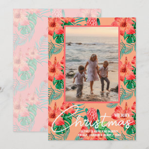 Floral Merry Christmas Photo Holiday Card