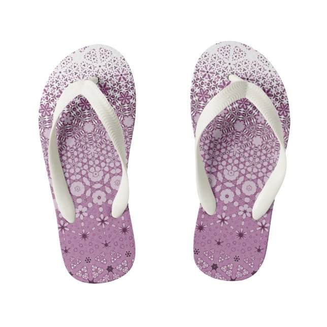 Floral Metamorphosis Pattern Kid's Flip Flops (Footbed)