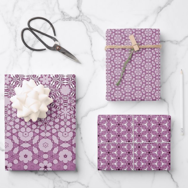 Floral Metamorphosis Pattern Wrapping Paper Sheet (Front)