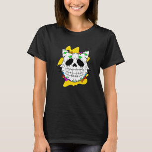 Floral Mexican Cat Day of the Dead Dia De Muertos  T-Shirt