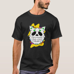 Floral Mexican Cat Day of the Dead Dia De Muertos T-Shirt
