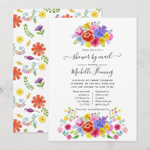 Floral Mexican Fiesta Baby Shower by Mail Invitation