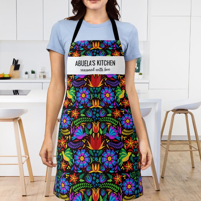 Floral Mexican Pattern Abuela's Kitchen Custom Apron (Creator Uploaded)