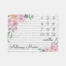 Floral Milestone Baby Blanket