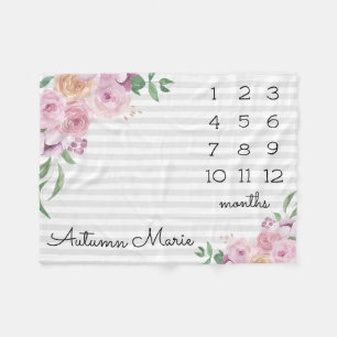 Floral Milestone Baby Blanket