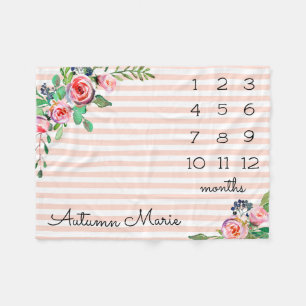 Floral Milestone Baby Blanket