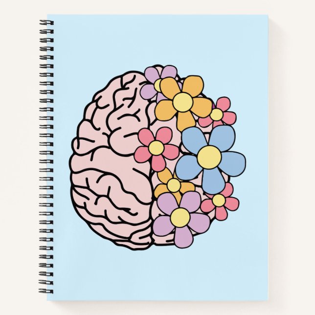 Floral Mind Brain Notebook (Front)
