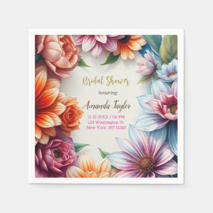 Floral Minimalist Calligraphy Bridal Shower Card Napkin