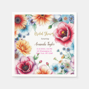 Floral Minimalist Calligraphy Bridal Shower Card Napkin