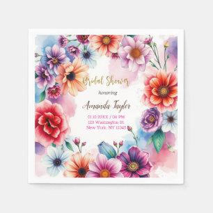 Floral Minimalist Calligraphy Bridal Shower Card Napkin