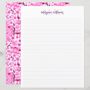 Floral Minimalist Monogram Name Stationery Paper