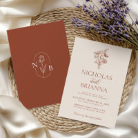 Floral Minimalist Terracotta Burnt Orange Wedding